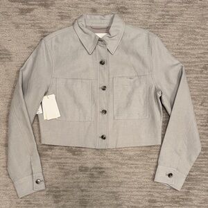 Aritzia Wilfred Cropped Little Jacket Linen NWT Ashen Size Small